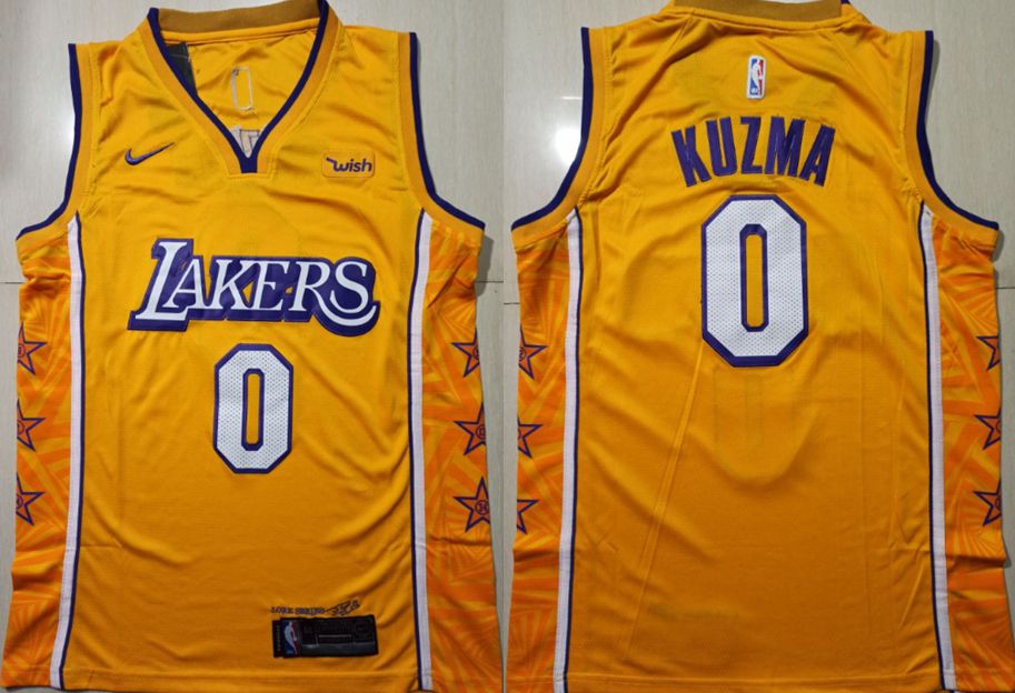 Men Los Angeles Lakers 0 Kuzma Yellow Game Nike NBA Jerseys